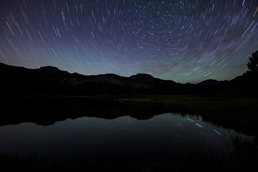 Star trails over southern Colorado's San Juan Mountain Range. in Pagosa Springs, CO, United States