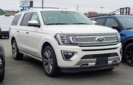 Dartmouth, Canada - January 10, 2021 - New model Ford Expedition seven passenger suv at a dealership.