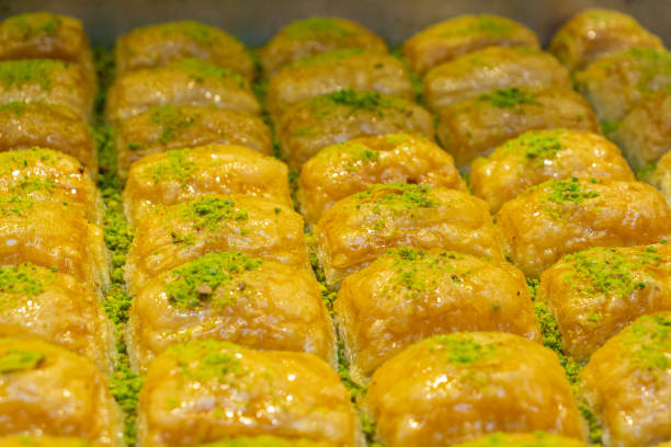istock Turkish baklava with pistachios close-up. 1295844869
