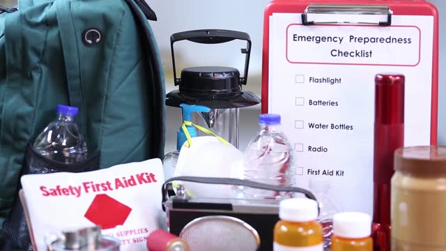 Emergency preparedness natural disaster supplies.