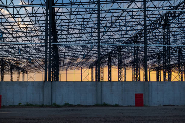 istock Construction of a metal hall 1295847583