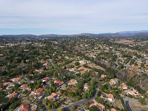 Aerial view of The East Canyon Area of Escondido, San Diego, California
