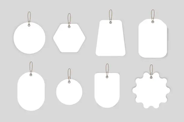 Vector illustration of Discount and price tags on paper, blank
