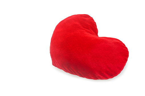 Heart red pillow isolated on white