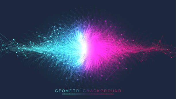 istock Expansion of life. Colorful explosion background with connected line and dots, wave flow. Visualization Quantum technology. Abstract graphic background explosion, motion burst, vector illustration 1295851413