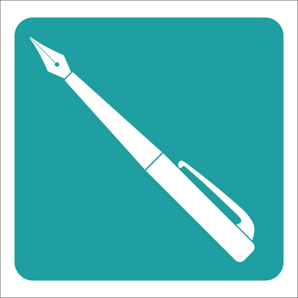 значок белой ручки на зеленом фоне. иллюстрация вектора - stationary pen orange work tool stock illustrations