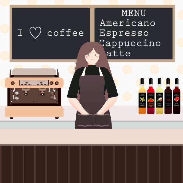 Vector illustration of a barista working in a coffee shop. vector art illustration
