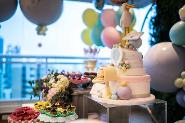 istock Decorated table for gender reveal party 1295855932