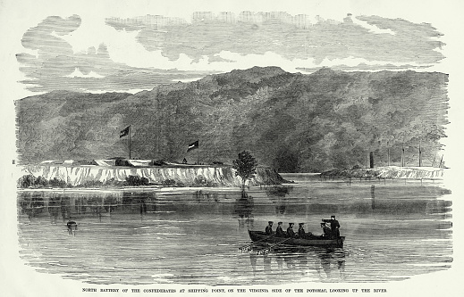 Engraving of the North Battery of the Confederates at Shipping Point, 1861 from 