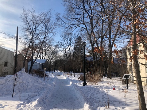 Linden Hills, Minneapolis, winter sidewalk