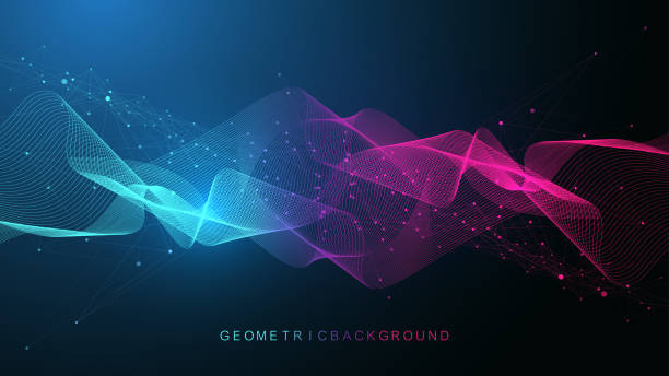 Geometric abstract background with connected lines and dots. Connectivity flow point. Molecule and communication background. Graphic connection background for your design. Vector illustration. Geometric abstract background with connected lines and dots. Connectivity flow point. Molecule and communication background. Graphic connection background for your design. Vector illustration technology background stock illustrations