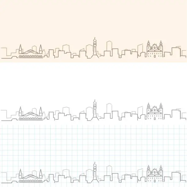Vector illustration of Belem Hand Drawn Profile Skyline