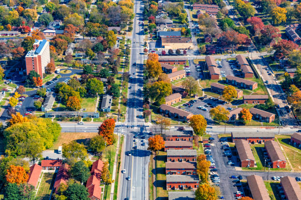suburban residential aerial de nashville - tennessee house nashville residential structure fotografías e imágenes de stock