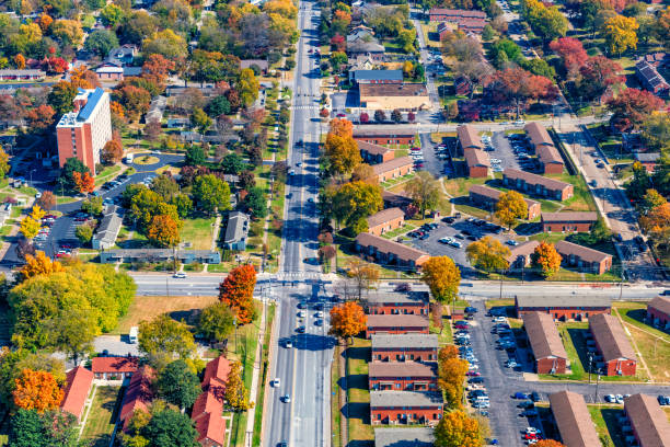 suburban residential aerial of nashville - tennessee house nashville residential structure imagens e fotografias de stock