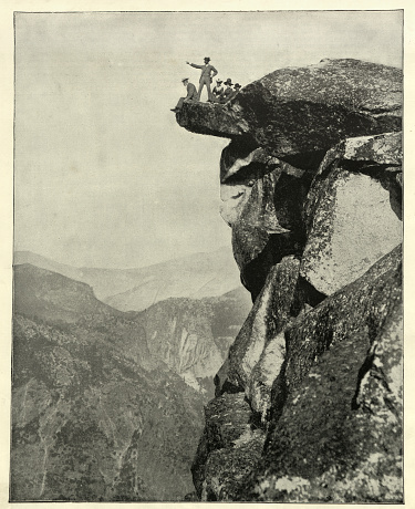 Antique photograph of Glacier Point, Yosemite Valley, California, USA, 19th Century