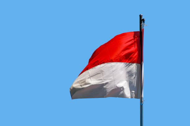 istock Indonesia flag with blue background. independence day concept. 1295867460