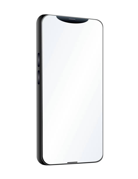 Realistic Smart Phone Realistic cell phone on an angle with a blank white screen for your text or advertisement. cordless phone stock illustrations