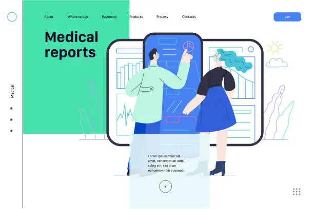 Vector illustration of Medical reports application - medical insurance illustration