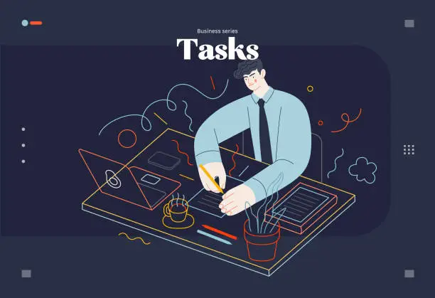 Vector illustration of Business topics - tasks, web template