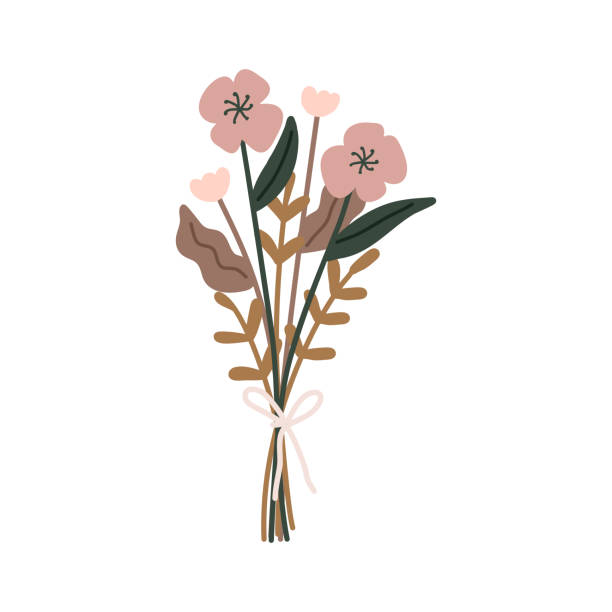 ilustraciones, imágenes clip art, dibujos animados e iconos de stock de ramos o racimos de flores en flor ilustración vectorial - ramos