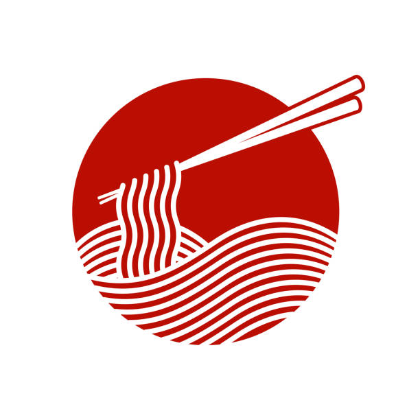 логотип красной лапши - asian cuisine illustrations stock illustrations
