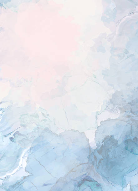 staubige blau und rosa aquarell flüssigkeit malerei vektor-design-karte - frame wallpaper pattern abstract sea stock-grafiken, -clipart, -cartoons und -symbole