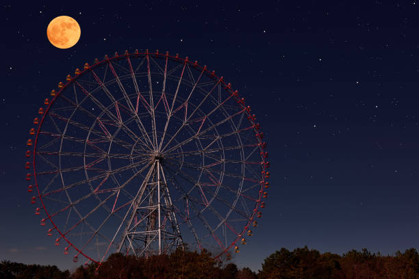 istock Full moon rising over the Ferris Wheel 1295896556