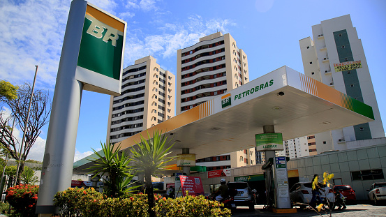 salvador, bahia, brazil - january 6, 2021: view of Petrobras' gas station in the neighborhood of Stiep, in the city of Salvador.