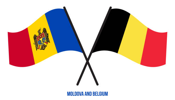 Moldova and Belgium Flags Crossed And Waving Flat Style. Official Proportion. Correct Colors Moldova and Belgium Flags Crossed And Waving Flat Style. Official Proportion. Correct Colors moldovan flag stock illustrations