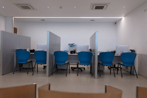 istock Empty hospital reception - Covid-19 Concepts 1295897712