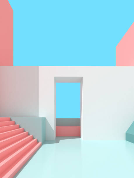 istock 3D illustration of abstract architecture background, Minimal architectural poster. 1295901885