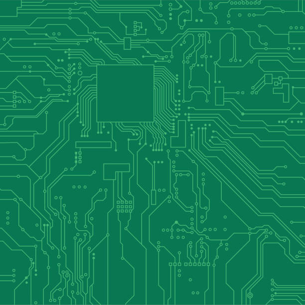 ilustrações, clipart, desenhos animados e ícones de fundo da placa do circuito. fundo eletrônico vetorial. circuito verde. - circuit board abstract boarding technology