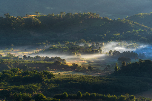 Morning landscape view of Phu Langka mountain forest park in Phayao province Thailand