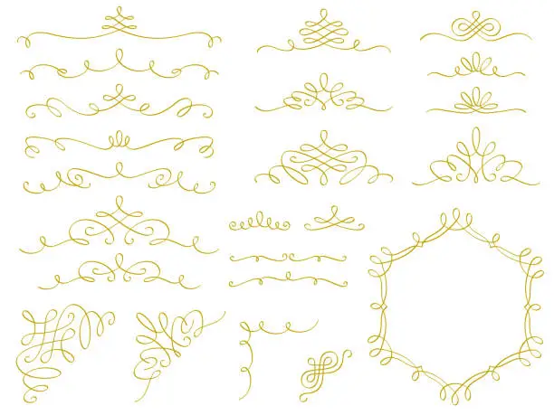 Vector illustration of Calligraphic line decoration set