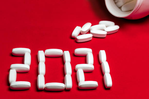 istock A lettering 2021 created by pills on the red background. 1295915888