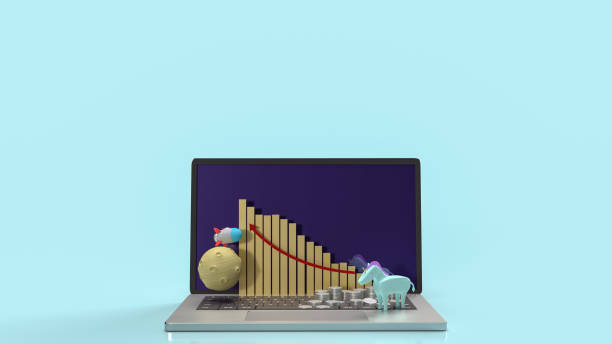 istock The unicorn and rocket on notebook for startup content 3d rendering. 1295917726