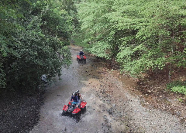 Driving quad bikes drone point of view