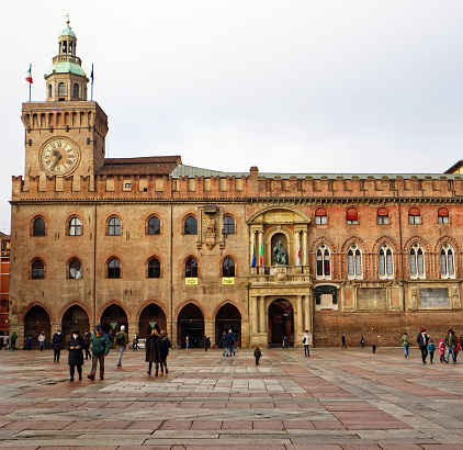 Town Hall. Palazzo D'Accursio in Bologna, Italy.