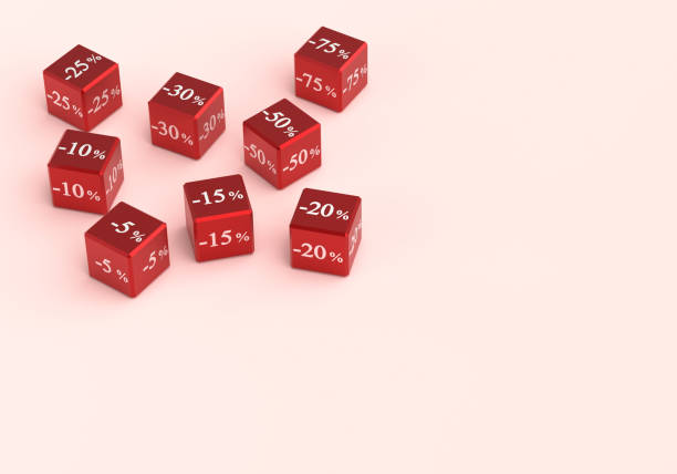 istock Cubes with different discounts for sale. Figures with percentages 1295922548