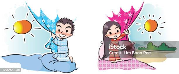 Vector Cartoon Boy Ang Girl Good Morning Stock Illustration - Download  Image Now - Cartoon, Comoros, Couple - Relationship - iStock