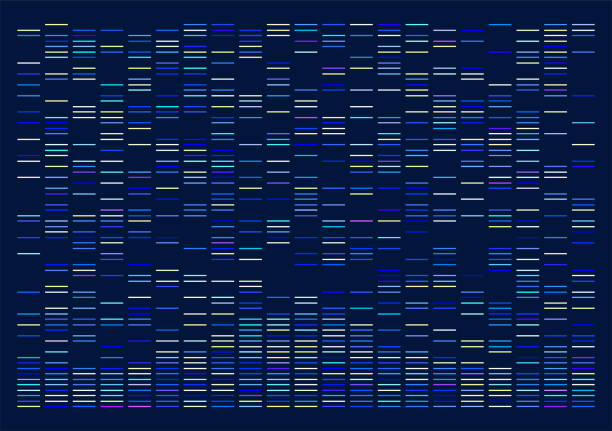 Big genomic data visualization Big genomic data visualization. DNA test, genom map. Graphic concept for your design dna test stock illustrations