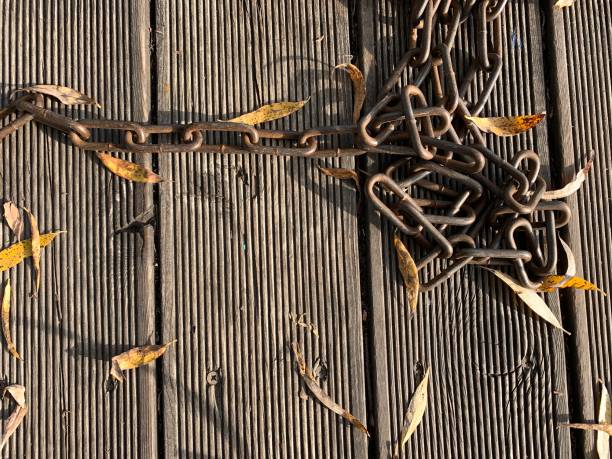 Vintage view of an old chain of a boat