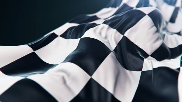 Racing flag on black background Racing flag on black background motorsport photos stock pictures, royalty-free photos & images