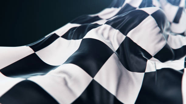 racing flag on black background - board game color image photography nobody imagens e fotografias de stock