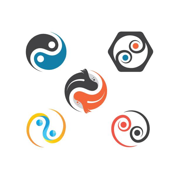 kuvapankkikuvitukset aiheesta yin yang koi kala konsepti suunnittelu vektori kuvake kuva - yin yang symbol
