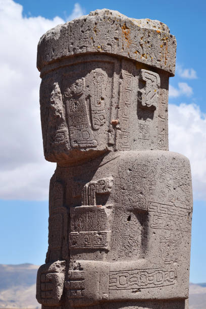 istock Details of monumental stone statue from Tiwanaku 1295928023