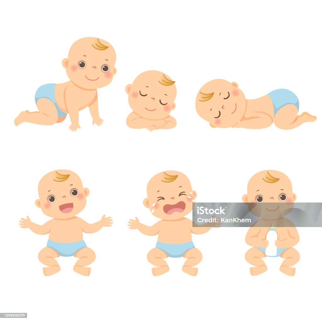 Vector Illustration Cartoon Set Of Cute Little Baby Or Toddler Boy In  Different Activity Stock Illustration - Download Image Now - iStock