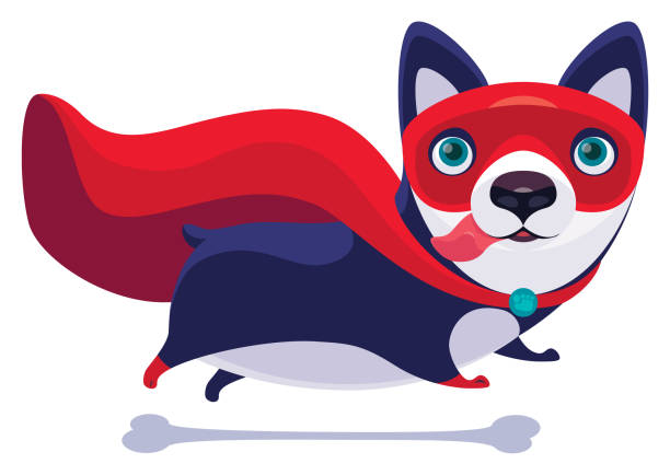 ilustrações de stock, clip art, desenhos animados e ícones de superhero dog running - heroes dog pets animal