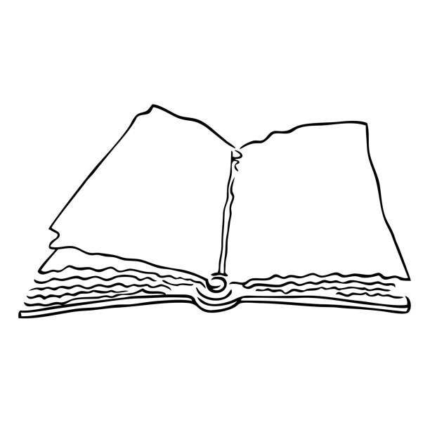 stara otwarta książka - note pad padding art sketch stock illustrations