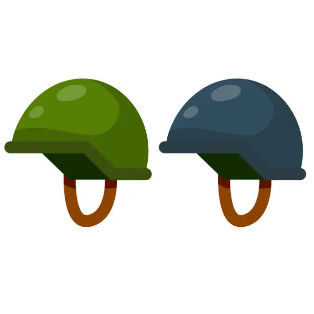 Vector illustration of Soldier helmet. Modern ammunition and armor for war.